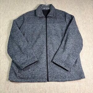 Outbrook Reversible Jacket Women XL Black Grey Marl Fleece Full Zip Classic Chic